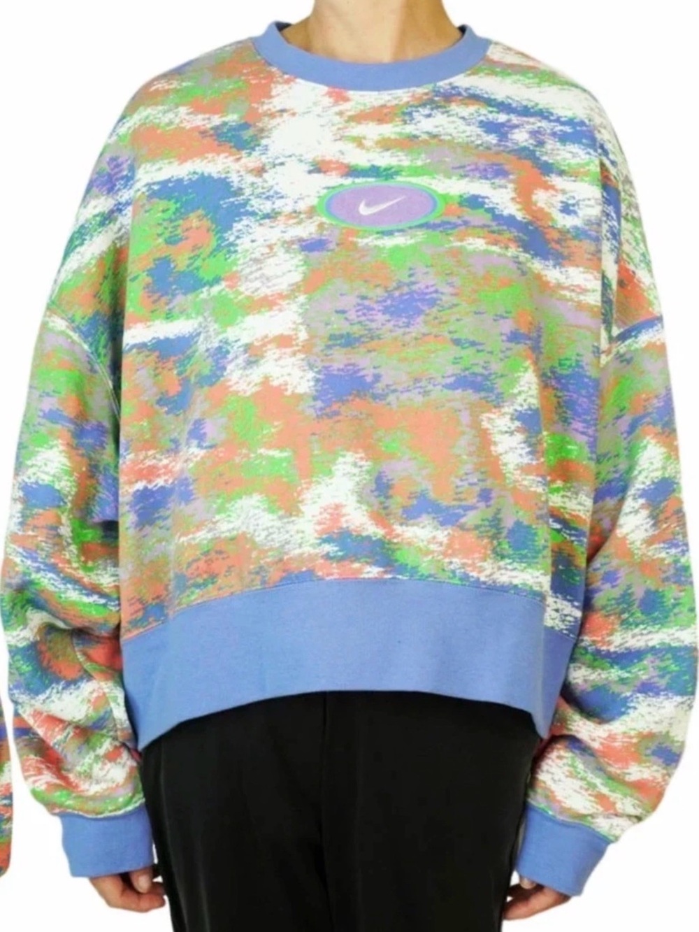 Nike Women’s Fleece Retro Oversized Fit Cropped Sweatshirt Multicolor Sz M NWT